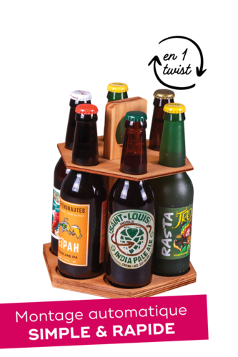 Product image Beer carousel Izao wood stained cinnamon 6 beers 33cl (long neck type)