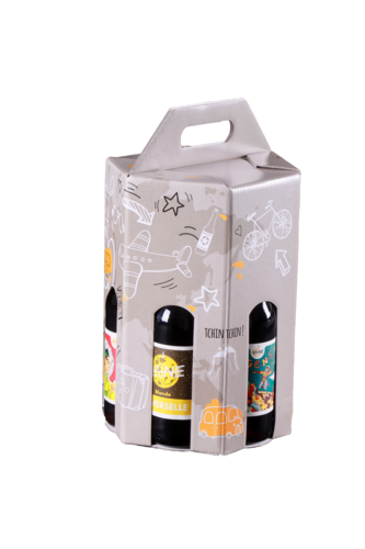 Product image Fiji carousel box decorated in taupe cardboard with 7 beers 33cl, automatic bott