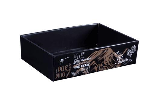 Product image Gusto carton basket black/gold/white 31x18x8cm, semi-auto, delivered flat - FSC