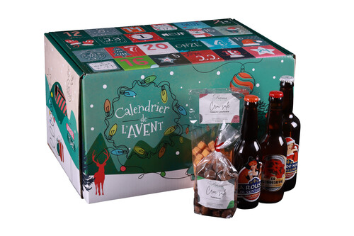 Image du produit Caisse Calendrier de l'avent Santa Ana 22 carton décoré vert Noel 24 bières