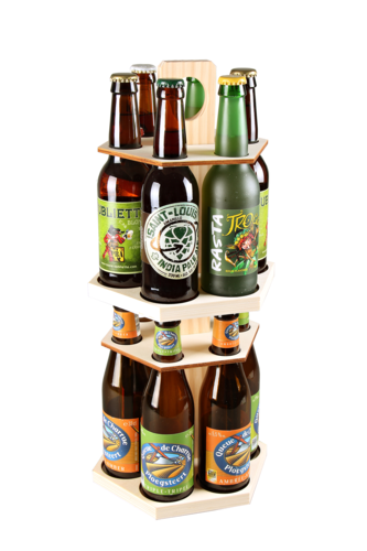 Image du produit Carrousel à bière Enzo bois naturel 12 bières 33cl (type long neck) Twist