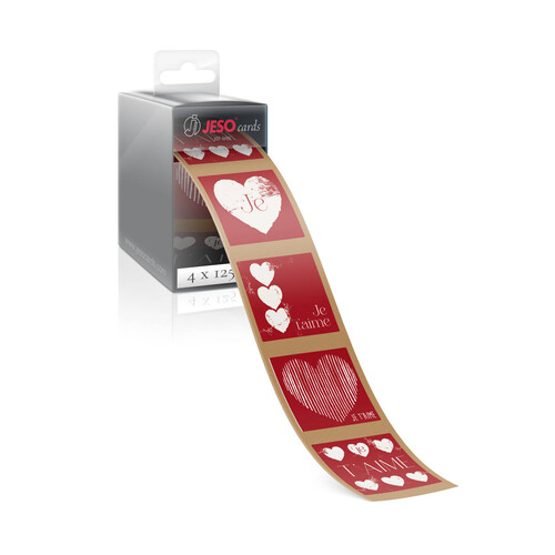 Image du produit Etiquette adhésive Coeur carrée rouge/blanc 