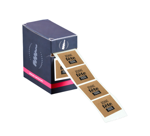 Image du produit Etiquette adhésive carrée kraft/noir/blanc - Bonne Fête Papa (boîte de 500)