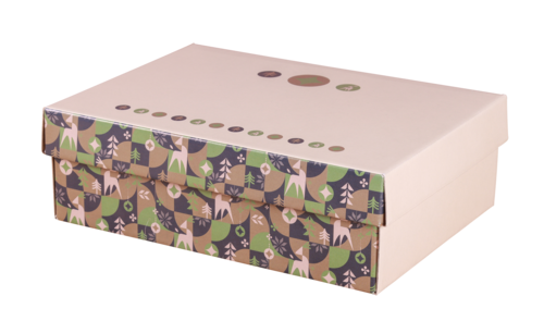 Image du produit Boite couvercle Ravenne carton décoré vert/or/beige jeu, 33.5x25x11cm - FSC7®