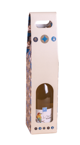 Image du produit Valisette Ravenne carton décoré bleu/or/beige 1 bouteille- FSC®7