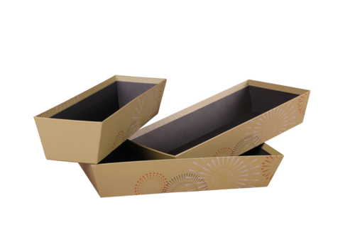 Image du produit Corbeille Ibiza carton rigide Or/noir rectangle 43x12x8cm