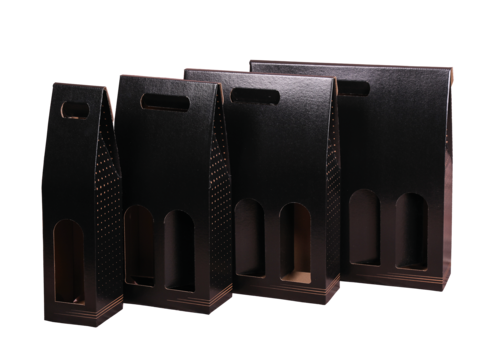 Image du produit Valisette Porto carton kraft noir/brun 4 bouteilles - FSC®7