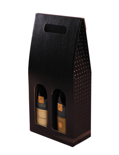 Image du produit Valisette Porto carton kraft noir/brun 2 bouteilles - FSC®7