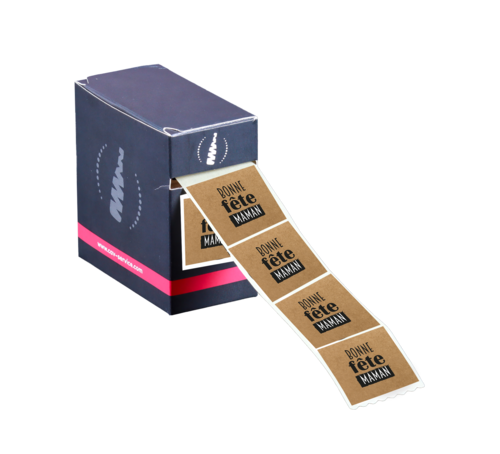 Image du produit Etiquette adhésive carrée kraft/noir/blanc - Bonne Fête Maman (boîte de 500)