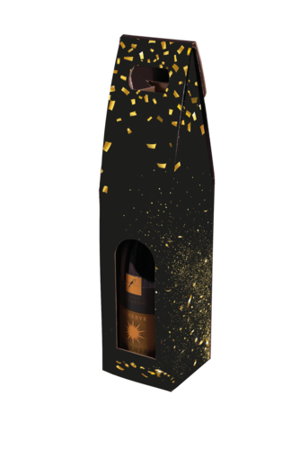 Image du produit Valisette Petra carton noir/or décor festif 1 bouteille - FSC®7