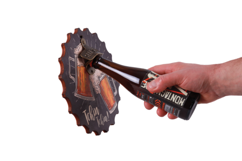 Product image Billy wooden wall bottle opener with relief decoration - Tchin Tchin! diameter 2