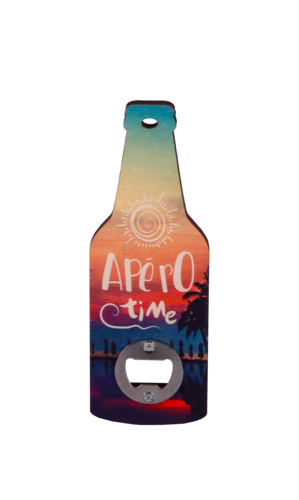 Product image Ricky magnet bottle opener decorated with wood - Apéro Time 19x7cm