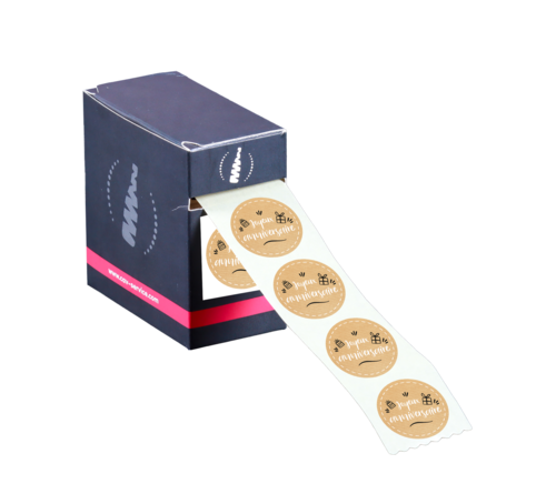 Image du produit Etiquette adhésive ronde kraft/noir/blanc - Joyeux Anniversaire (boîte de 500)