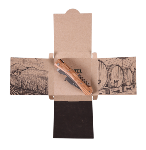 Image du produit Couteau tire-bouchon Chatel, manche bois 2 couleurs assorties boite