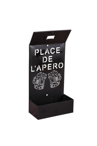 Product image Bottle opener holder Edgar black metal design Place de l'Apéro 14.5x7x30cm