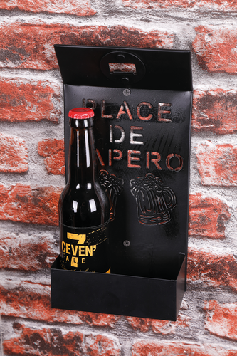 Product image Bottle opener holder Edgar black metal design Place de l'Apéro 14.5x7x30cm