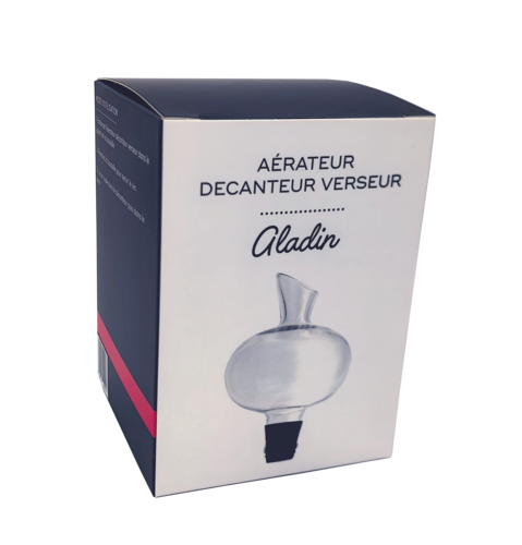 Image du produit Aérateur decanteur verseur Aladin verre, livré en présentoir de 8 boites cadeaux