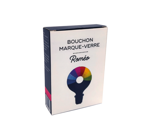 Image du produit Bouchon et marque verre Roméo à clipper silicone noir/multicouleur