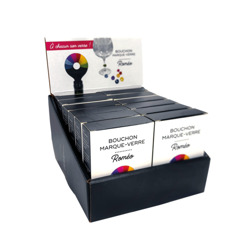 Product image Romeo clip-on silicone glass stopper and marker black/multicolour