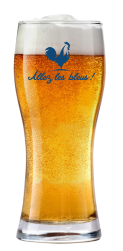 Image du produit Verre à bière Bobby 45cl décoré bleu - Allez les Bleus!