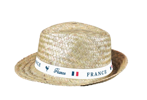 Product image Ernest natural straw hat with decorated white headband - Allez les Bleus!