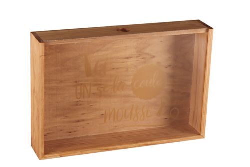 Image du produit Caisse Castel bois de pin teinté cappucino 6 bières - Ici on se la coule mousse