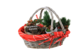 Product image Rio wicker/peeled wood grey ceruse red fabric oval basket 33x26x10/13cm